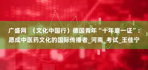 广盛网  （文化中国行）德国青年“十年磨一证”：愿成中医药文化的国际传播者_河南_考试_王佳宁