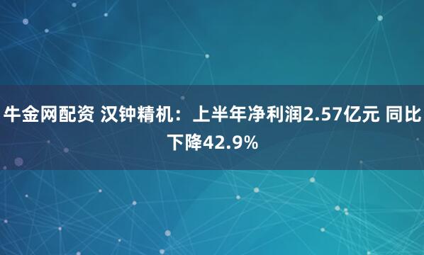 牛金网配资 汉钟精机：上半年净利润2.57亿元 同比下降42.9%