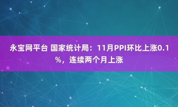 永宝网平台 国家统计局:11月PPI环比上涨0.1%,连续两个月上涨